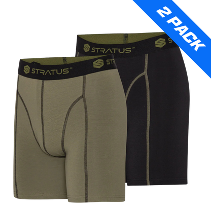Stratus Pro Underbukser - Kaki/Sort - 2 Pack